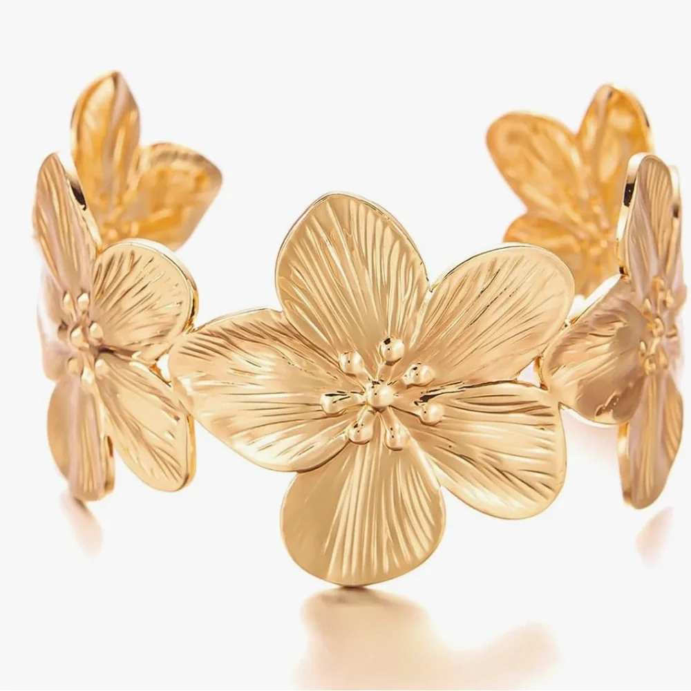 Gold Floral Cuff Bracelet